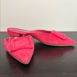 Manolo Blahnik Vibrant Pink Suede Mules